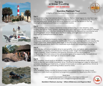 Luxury catamaran cruise Walvis Bay Namibia and Wildlife safari at Omaruru Game Lodge Namibia